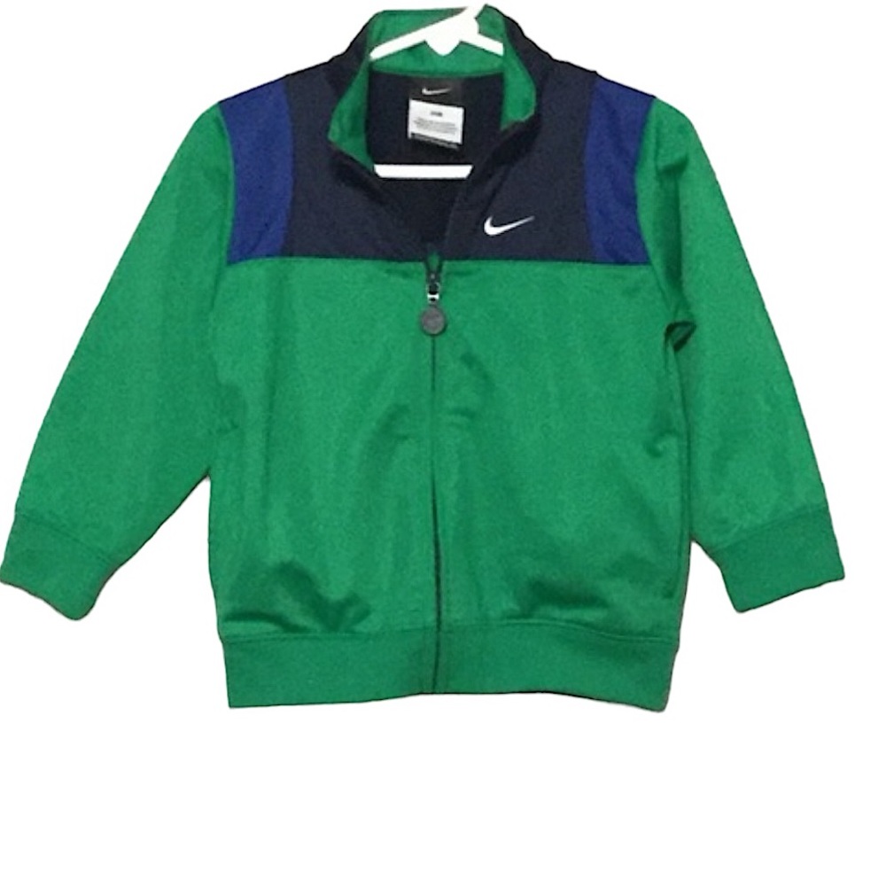 NIKE Baby sz 24 Months Jacket Full Zip Pockets Swoosh Preppy Green Blue